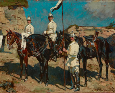 A German military scene in North Africa, World War I by Friedrich Fehr - Auction record, sale price, and art valuation. Compare with similar artists and explore comparable artworks.
