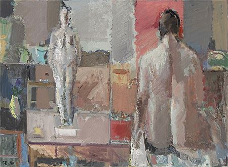 Sample artwork by Svend Engelund (1908 - 2007), known for abstract landscape, figure and interior painting - View similar artists and auction records