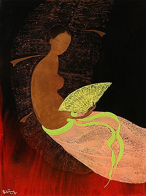 Woman with a fan.