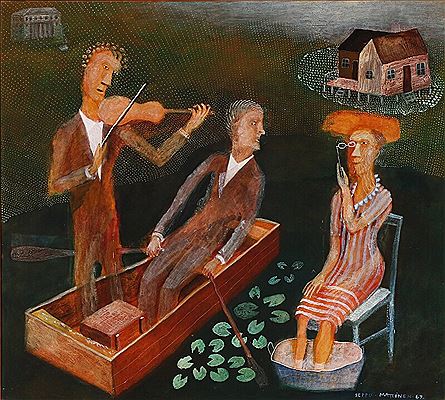 Violinist in boat.