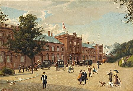 Scenery with the old train station in Aarhus.