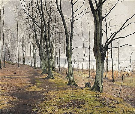 A forest with sea view at spring by Aage Obro - Auction record, sale price, and art valuation. Compare with similar artists and explore comparable artworks.