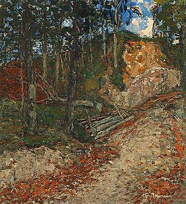 On a forest road.