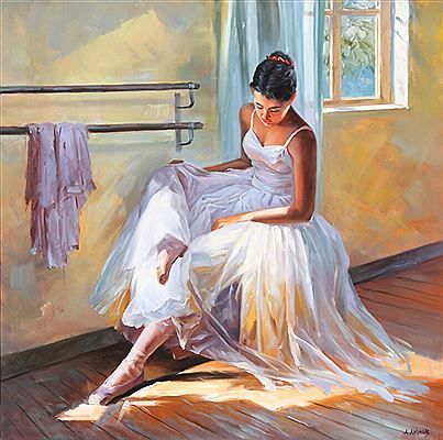 A balletdancer taking a break.