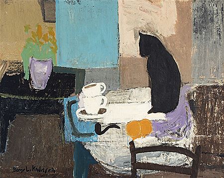 Interior with a cat sitting on a table. by Borge L Knudsen - Auction record, sale price, and art valuation. Compare with similar artists and explore comparable artworks.