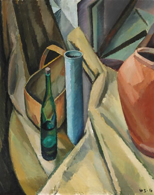Nature morte with bottle and tube.