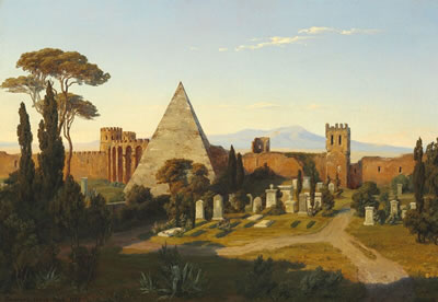 The Non-Catholic Cemetry of Rome with the Pyramid of Caius Cestius