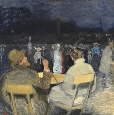 Evening in a park in Paris.