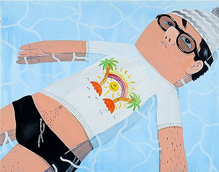Pool, floating man