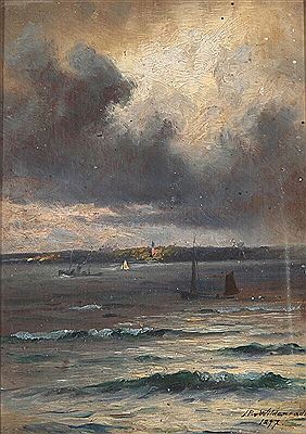 A storm approaching Kulla Gunnarstorp. by Johann Peter Wildenradt - Auction record, sale price, and art valuation. Compare with similar artists and explore comparable artworks.