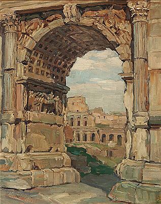 View of the Arch of Constantine with Colosseum in the background