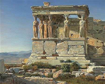 View from Acropolis towards the Temple of Erechtheion