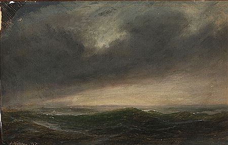 Dark clouds over a stormy sea.