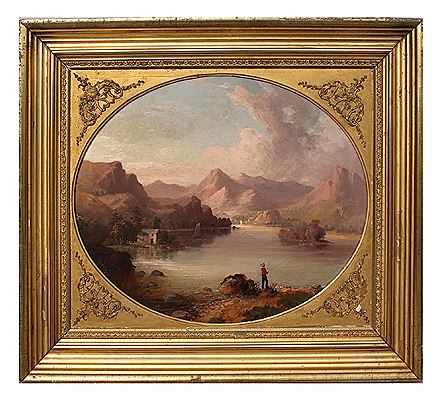 Hudson River School Style Scene with River landscape Depicting Sailboats and Homes with A Boy Fishing in the Foreground by John Denison Crocker - Auction record, sale price, and art valuation. Compare with similar artists and explore comparable artworks.