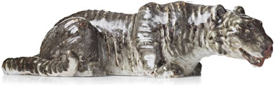 Sculpture of a hunting tiger