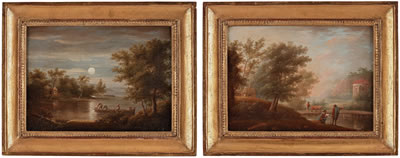 Day & Night, Pastoral landscape with figures, buildings and animals