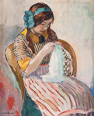 "Jeune Fille Cousant"