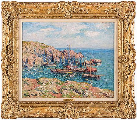 "Bateaux de peche dans la rade le matin," ("Fishing boats in the harbor in the morning")