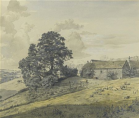 Farm in Denbighshire by Randolphe Schwabe - Auction record, sale price, and art valuation. Compare with similar artists and explore comparable artworks.
