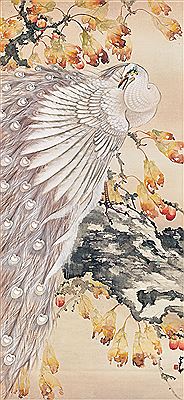 White Peacock and Red Persimmon