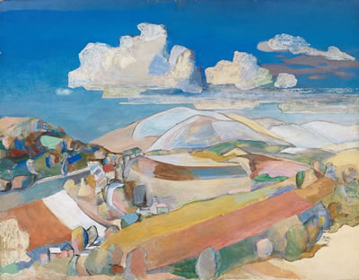 Sample artwork by Teng-Hiok Chiu (1903 - 1972), known for geometric structural views - View similar artists and auction records