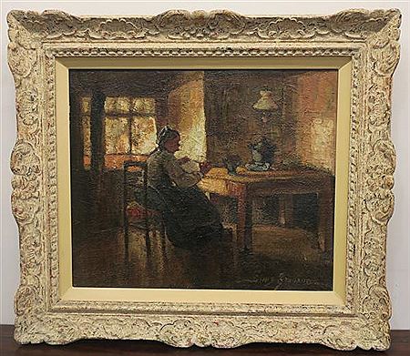 Paysanne dans son intérieur.