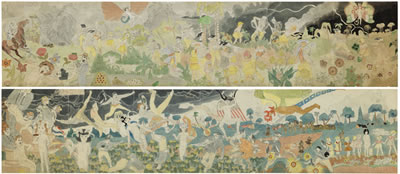148 At Jennie Richee During fury of storm are unsuccessfully attached [sic] by Glandelinians / 149 At Jennie Richee narrowly escape capture but Blengins come to rescue, double sided by Henry Darger - Auction record, sale price, and art valuation. Compare with similar artists and explore comparable artworks.