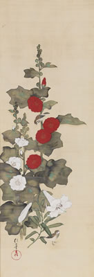SPARROWS AMONGST HOLLYHOCKS by Sakai Hoitsu - Auction record, sale price, and art valuation. Compare with similar artists and explore comparable artworks.