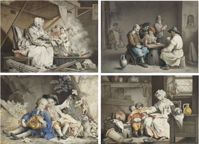 Four scenes: The porridge; The warm chestnuts; The card players; The Marmot showmen (4) by Jacques Albert Senave - Auction record, sale price, and art valuation. Compare with similar artists and explore comparable artworks.
