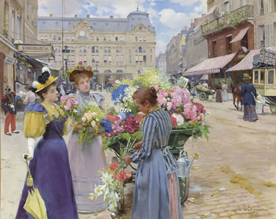 Marchand de fleurs, la rue du Havre, Paris by Louis Marie De Schryver - Auction record, sale price, and art valuation. Compare with similar artists and explore comparable artworks.