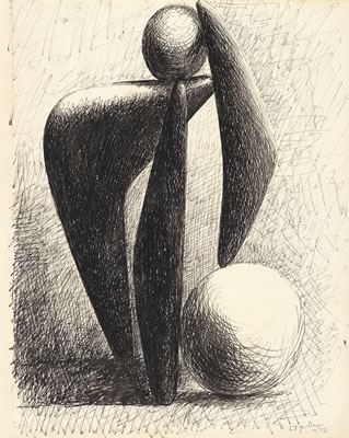 Dessin (Carnet Dinard 1044, Page 2, Baigneuse, projet pour un monument)