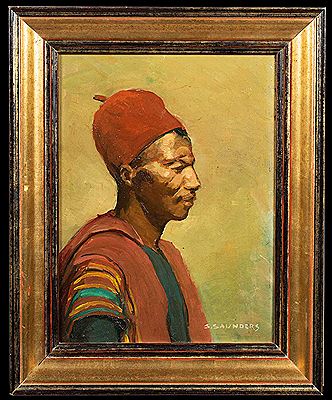 Portrait of an African man by Sidney Saunders - Auction record, sale price, and art valuation. Compare with similar artists and explore comparable artworks.