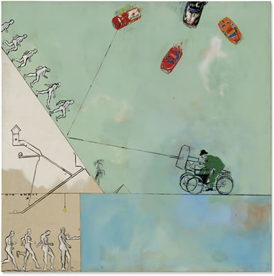 Sample artwork by Derek Boshier (1937 - 2024), known for modernist fantasy genre and figure painting, pop art, teaching - View similar artists and auction records