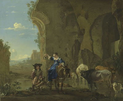 An Italianate landscape with travellers by a stream with cattle by Jan Asselyn - Auction record, sale price, and art valuation. Compare with similar artists and explore comparable artworks.
