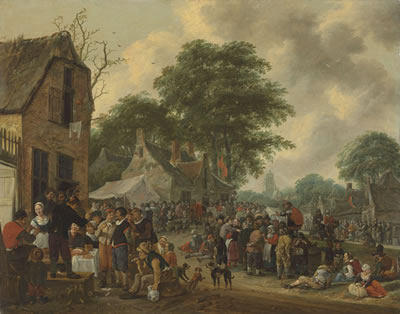 A village kermesse with figures