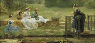 Sample artwork by George Dunlop Leslie (1835 - 1921), known for classical realist genre and figure painting, interior scenes - View similar artists and auction records