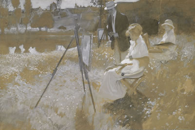 Sample artwork by Frank Craig (1874 - 1918), known for magazine illustration, watercolor figure in landscape and portrait painting - View similar artists and auction records