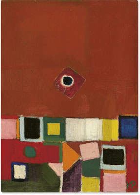 Abstract in Indian Red, Crimson, Blue, Yellow, Green, Pink and Orange