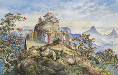 Shrine of Sri Pada Holy Foot on top of Adam's Peak by Constance Frederica Gordon-Cumming - Auction record, sale price, and art valuation. Compare with similar artists and explore comparable artworks.