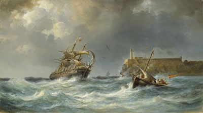 "A French Bark entering the Harbour of Havana, the Morro Castle to the left"