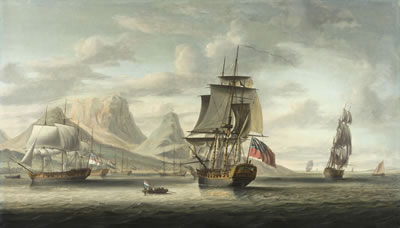 The "Southampton" with British and Dutch ships in Table Bay, Cape of Good Hope