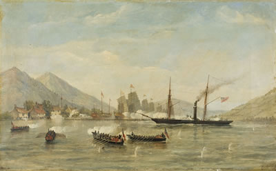 HMS ‘Nemesis’ and boats attacking a masked Battery, February 23rd 1841 (First Opium War)