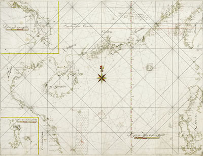 A Dutch Chart of the Gulf of Tongkin and the South China Sea, including the Coastlines of Southern China, and the Islands of Hainan, Formosa [Taiwan], Luzon [Philippines], and Batavia, Java