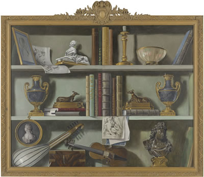Trompe l'oeil of bookshelves