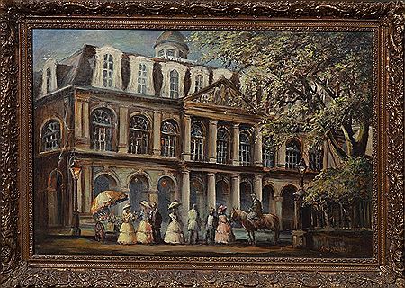 "Street Scene on Jackson Square in Front of the Presbytere"