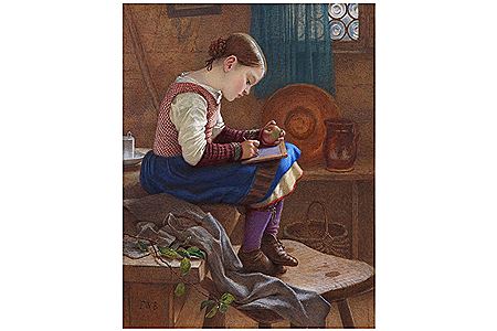 The Little Scholar by Frederick William (Sir) Burton - Auction record, sale price, and art valuation. Compare with similar artists and explore comparable artworks.