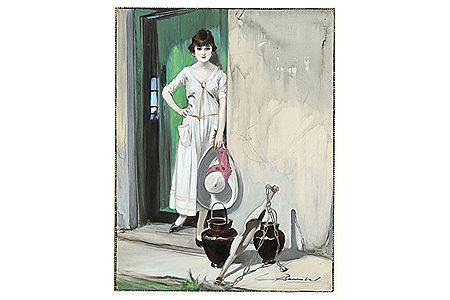 A young girl waiting in a doorway