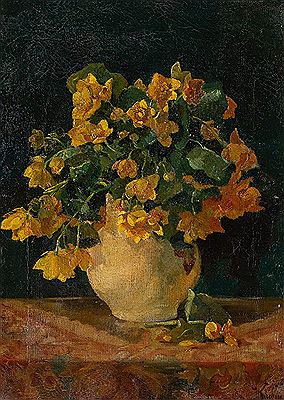 Marigolds in a white vase
