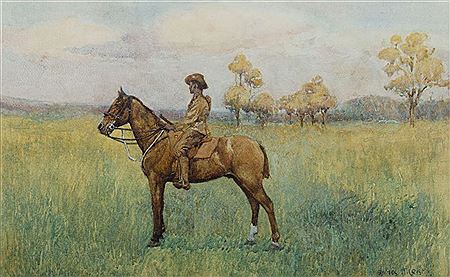 'The Vedette,' 1912. Mounted sentry - Australian Light Horse.