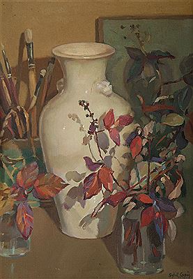 'Chinese Jar and Black-Berry Leaves,' 1934 by Sybil Craig - Auction record, sale price, and art valuation. Compare with similar artists and explore comparable artworks.